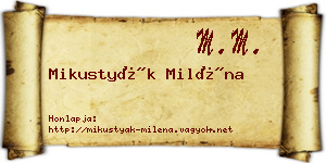 Mikustyák Miléna névjegykártya